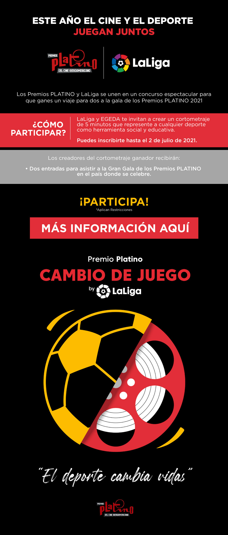 ¡Este año el cine y el deporte juegan juntos! Por Premios Platino y La Liga